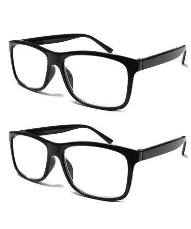 TWINKLE TWINKLE Big Lens Simple Plain Colourful Reading Glasses/Comfort Designed R140 (2 Pairs Black No Magnification) 2 X Black +0.00 / Optical
