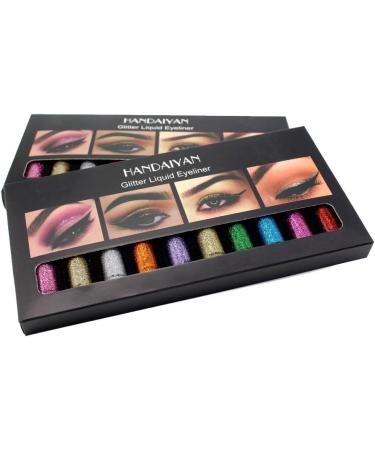 Anggrek Glitter Liquid Eyeliner Set - 10PCs High-Pigmented Long-Lasting Metallic Eyeliner Pens for Sparkling Eye Makeup - Buy Online on GoSupps.com