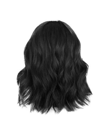 Battnot women wigs short black bobo brazilian full wig bob wave natural wigs synthetic heat -resistant fiber less art hair women (35cm black) 35cm black