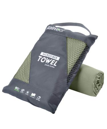 Rainleaf Microfiber Towel Perfect Travel & Sports &Beach Towel. Fast Drying - Super Absorbent - Ultra Compact. Suitable for Camping, Backpacking,Gym, Beach, Swimming,Yoga Army Green Large (24 x 48 inches)