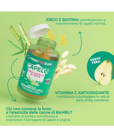  Mind the Gum SILK HAIR Candy Size Food Supplement With Bamboo And Keratin For The Strength Of Your Hair And Nails | Sugar Free | 60 Gummy Candy Pear Taste - Buy Online on GoSupps.com