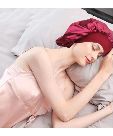 Arqumi Silk Bonnet 2PCS - Large Adjustable Satin Hair Wrap for Sleeping and Hair Care, Black & Wine Red - Buy Online on GoSupps.com