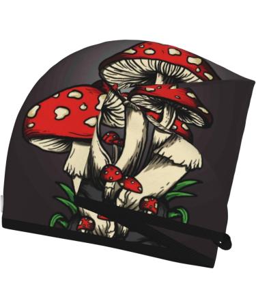 Red Mushrooms Hand Painted Microfiber Hair Towel - Soft Super Absorbent Coral Velvet Wrap for Long Curly & Thick Hair - Buy Online on GoSupps.com