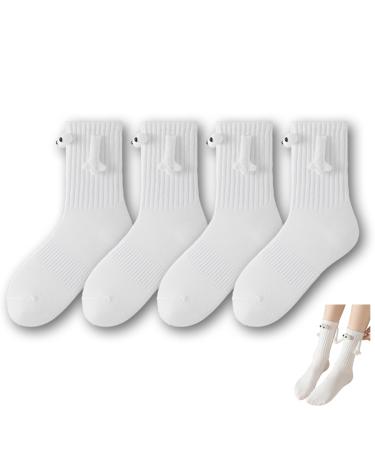 Likmind Funny Magnetic Suction 3D Doll Couple Socks - 2023 New Funny Magnetic Socks for Couples Funny Socks for Women Men One Size White 4 Pairs