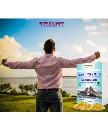 Thymus Glandular Supplement - Immune & Allergy Support Soft Gels with Raw Tissue Extract | Healing Drops - Buy Online on GoSupps.com