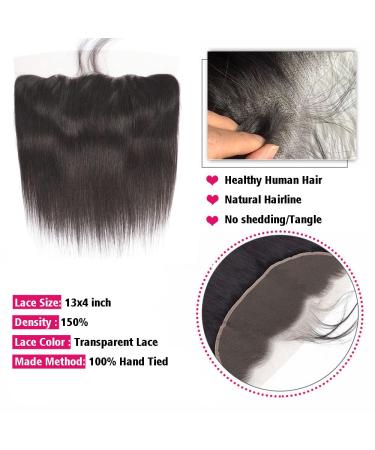 CHEEON 13x4 Transparent Lace Frontal Closure 14 Brazilian Straight Human Hair 150% Density - Natural Black Color - Buy Online on GoSupps.com