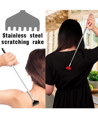 Buy LZKHEH 4X Stainless Steel Telescopic Back Scratcher - Portable Rubber Handle Itching Massage Tool for Head & Back Relief - Buy Online on GoSupps.com