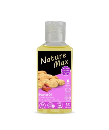 Nature Max Peanut Oil Natural Cold Pressed Premium Undiluted Pure Egyptian Arab Egypt For Cooking And Skin Hair No Additives Non Gmo Kosher Halal (1 Pack 1.70 oz / 50 ml)