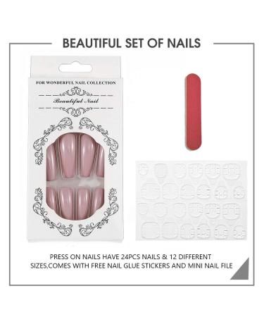 Unicra Coffin Long False Nails - Pure Color Ballerina Glossy Acrylic Full Cover 24pcs for Women & Girls | International Shipping Available - Buy Online on GoSupps.com