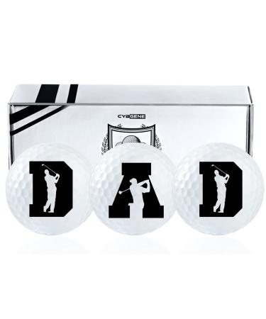 CybGene Dad Gifts Golf Balls Set of 3 for Golfer Dad, Husband, Golf Lovers from Daughter, Son, Wife, for Father's Day, Birthday, Retirement, Christmas DAD Initial
