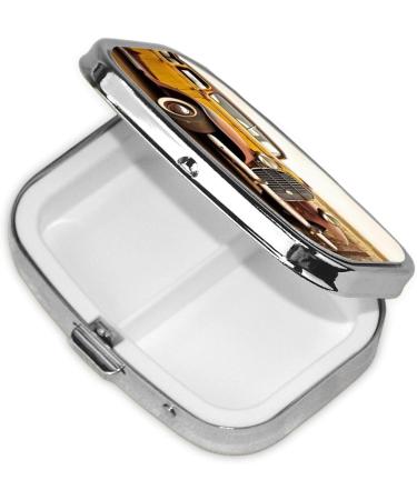 Antique Car Printing Pill Case - Small 2 Compartment Travel Pill Organizer & Cute Purse Gift - Buy Online on GoSupps.com
