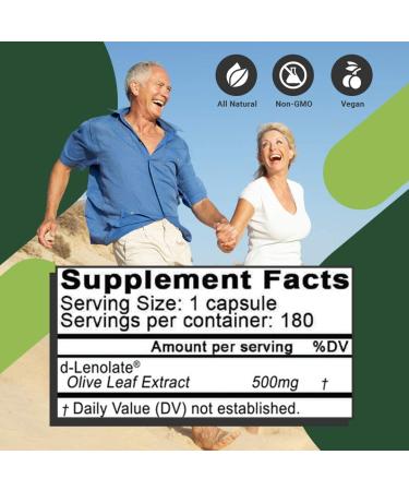East Park Olive Leaf Extract 500mg Super Strength d-Lenolate | Immune System Booster with 18% Oleuropein | 180 Vegetarian Capsules (Non-GMO) - Buy Online on GoSupps.com
