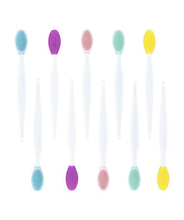 10Pcs Silicone Exfoliating Lip Brush Double-sided Soft Lip Brush Useful Nose Blackhead Clean Lip Scrubber Exfoliating Nose Brush for Smoother Fuller Lip Women Ladies