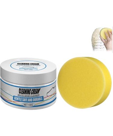 Multifunctional Shoes Cleaning Cream Shoe Cleaning Brightening Cream White Shoe Cleaner with Sponge Wash Free White Shoe Cleaning Cream Multi-Functional Cleaning and Stain Removal Creams 1pc