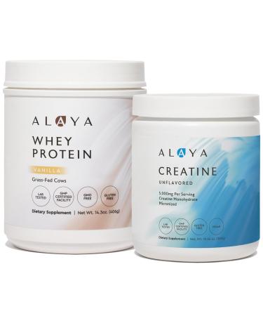 Alaya Micronized Creatine Powder(Unflavored) & Whey Protein Powder(Vanilla)