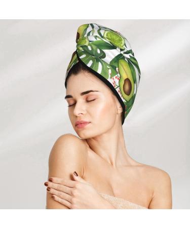 Hair Towel Wrap - Quick Drying Towel Turban in Watercolor Green Tropical | Best Hair Drying Solution - Buy Online on GoSupps.com
