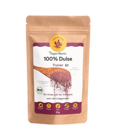 Bio dulse powder 100 g I ecologically wildly harvested in Brittany France full of nutrients vital substances vegan diet raw food gluten -free ideal as salt replacement and iodine source - algae market dulse powder