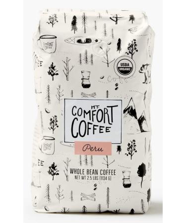 Mt. Comfort Coffee Organic Peru Medium Roast, 2.5 lb Bag - Flavor Notes of Nutty, Chocolate, & Citrus - Sourced From Small, Peruvian Coffee Farms - Roasted Whole Beans