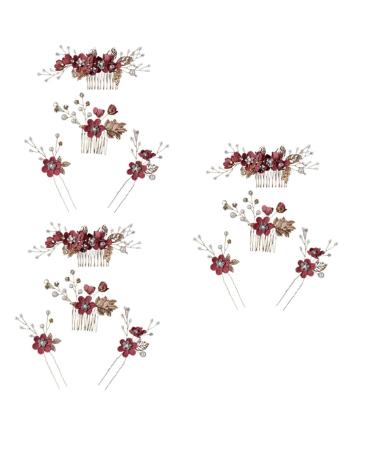 Angoily 3 Sets Hairpin Hair Clips for Braids Hair Accessories for Women Braids Red Hair Accessories for Women Floral Hair Comb Hair Pin Wedding Headpieces Zinc Alloy Pearl Mosaic Miss
