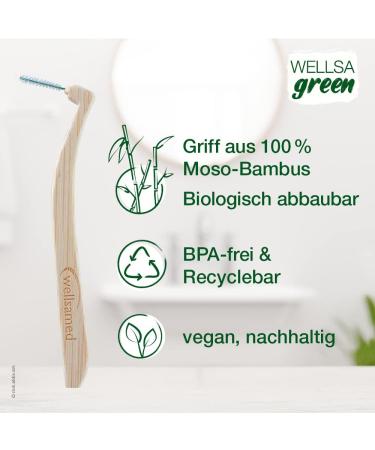Wellsamed Wellsagreen 5-Pack Bamboo Interdental Brushes L-Shape (L) - Eco-Friendly Dental Care for Healthy Teeth - Buy Online on GoSupps.com