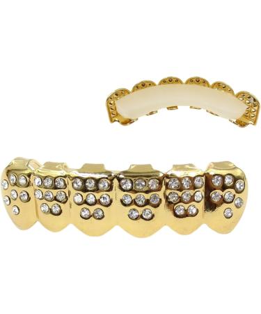 Hip Hop Style Tooth - Shining Rhinestone Grillz Caps for Teeth - Copper Plated Gold Tooth Caps for Cosplay Costumes Portable Mouth Grillz Gifts Tosier Lower Teeth - Buy Online on GoSupps.com