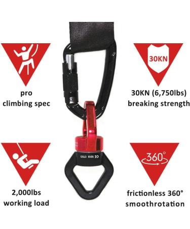 Swivel Connector 30kN - Jiameiyi 360 Rotator Swing Spinner | Outdoor & Indoor Safety Aluminum Alloy Climbing Rotor - Black - Buy Online on GoSupps.com