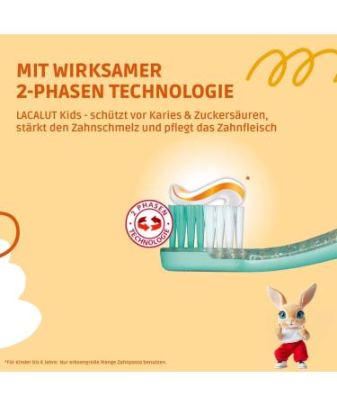  Lacalut Lacalut Kids 2-6 years 55 ml Children's toothpaste with highly effective protection against cavities and sugar acid Toothpaste with bi-phase technology and vitamins A and E - Buy Online on GoSupps.com