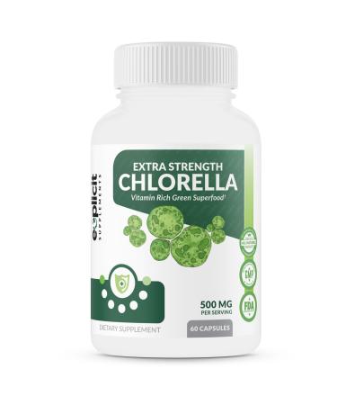 eXplicit Supplements Extra Strength Chlorella Superfood Capsules Broken Cell Wall High Potency Vegan Super Food 1000mg Daily - 60 Capsules