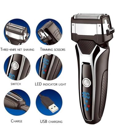 Wet Dry Rechargeable Electric Shaver for Men Facial Beard Electric Razor Stubble 3-Blade System Shaving Machine(Stand Alone Blade) - Buy Online on GoSupps.com