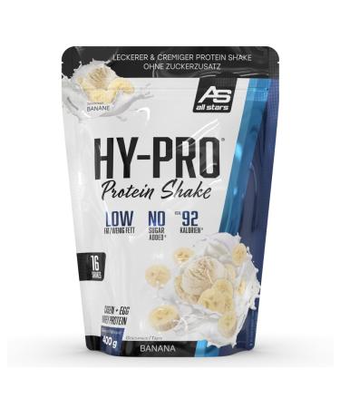 All stars Hy-Pro protein-shake banana I 400g protein powder Incl 20g proteins per portion I protein powder without sugar additive & incl.