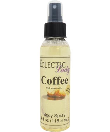 Eclectic Lady Coffee Scented Body Spray Double Strength Moisturizing Fragrance Hydrating Vegetable Glycerin Handcrafted in USA Phthalate-Free - Wake up with Fresh Scented Coffee Fragrance (4 oz) Double Strength 4 Fl Oz (Pack of 1)
