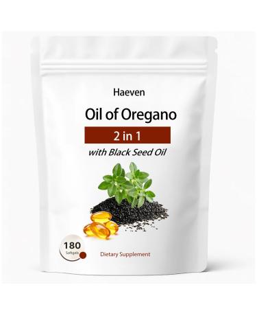 Saphily Hyphy Oil of Oregano with Black Seed Oil 6000mg Oregano Oil Capsules Non-GMO Gluten Free Antioxidant & Immune Support