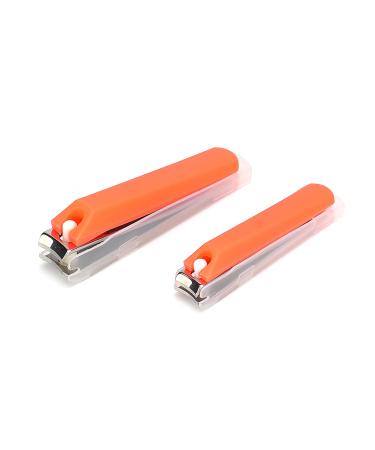 No Splash Nail Clippers Set Best Gifts for Women Men Mom Dad Girl Boy Seniors Stainless Steel Nail Care Kit with Nail File Toenail Fingernail Acrylic Nail Cutter with Catcher 2PCS Orange