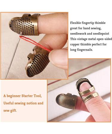 10 Pcs Metal Thimble Set with Leather Finger Protectors - Sewing & Stitching Finger Protection - Buy Online on GoSupps.com