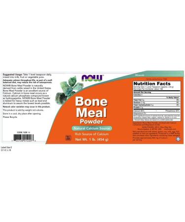 Now Foods Bone Meal Powder 1 lb (454 g) - High-Quality Calcium & Nutrient Supplement - Buy Online on GoSupps.com