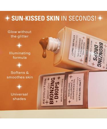 Revolution Beauty Bright Light Bronzing Drops - Bronze & Glow Face & Body Drops with Hyaluronic Acid | 0.77 Fl. Oz - Shop Internationally - Buy Online on GoSupps.com