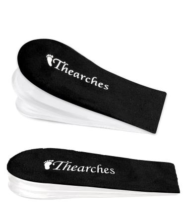 Thearches Adjustable Heel Lift Insole Inserts Orthotic Gel Height Increase Insoles for Women Men Leg Length Discrepancy Achilles tendonitis Heel Spurs Heel Pain Plantar Fasciitis Heel Injuries Black S(W:3-7 M:5-8) - 3 Layers