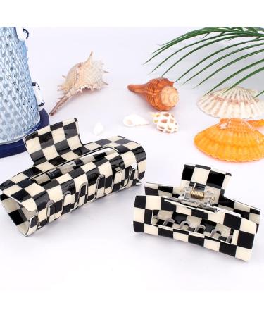 AOPRIE Chess Board Style Hair Clips Set - Large & Medium Claws for Women/Girls - White/Black 2 Pack - Buy Online on GoSupps.com