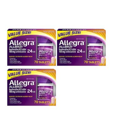 Allegra Allergy 24 Hour - 70 Tablets (180 mg each) 3 PACK 210 Tablets Total