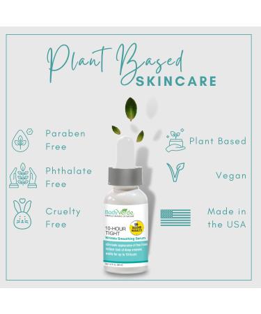 BodyVerde Ten Hour Tight Wrinkle Serum | All Natural Anti Aging, Plant-Powered Wrinkle Filler | Instant Facelift | Visibly Firms & Tightens | 1oz - Buy Online on GoSupps.com
