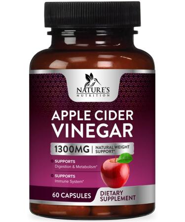 Apple Cider Vinegar Capsules 1300mg for Weight Loss  Natural Detox and Cleanse  Digestion Support  Immune Support - Apple Cider Vinegar Pills Supplement - Non-GMO & Gluten Free - 60 Capsule - Buy Online on GoSupps.com