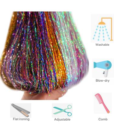 Hair Tinsel Kit - 12 Colors, 2600 Strands, Heat Resistant Fairy Hair Glitter Extensions - Buy Online on GoSupps.com