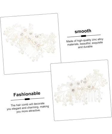 Ipetboom Flower Rhinestone Hair Comb Floral Headpiece Bride Hair Clip Creative Hair Comb Bridal Hair Decor Floral Hair Clip Rhinestone Side Comb Tiara White Plastic Pearl Women's Wedding - Buy Online on GoSupps.com