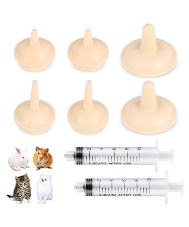 TOYMIS 6pcs Pet Feeding Nipple Silicone Feeding Nipples Reusable Bottle Nipples for Kittens Feeding Nipples for Puppies Kitten Nipples with 2pcs Feeding Tools for Newborn Kitten Puppies