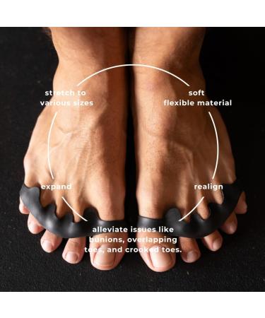 JOBEAR Toe Separators for Men & Women | Bunion Pain Relief & Plantar Fasciitis | Foot Health Spacers with Storage Bag - Correct Toes (Black - Buy Online on GoSupps.com