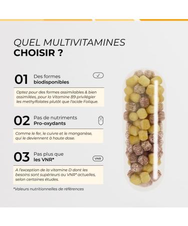 Multivitamins and Minerals - Cuure - Vitamins A B C D E + Magnesium & Zinc - Bioavailable Nutrients & High Absorption - 60 Capsules - Proprietary Formula - Fatigue Immunity - Made in France - Buy Online on GoSupps.com