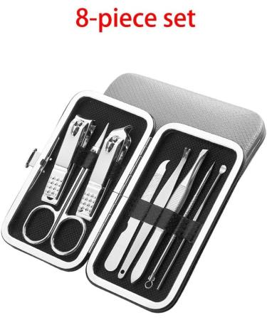 Nail Clipper Set 8-Piece Nail Clippers Set Adult Stainless Steel Nail Clippers Pedicure Kit Nail File Nail Clippers Manicure Beauty Kit Nail Clipper Kit (Color : Gris) - Buy Online on GoSupps.com