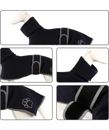 Greyhound Whippet Lurcher Fleece Coat - M Navy Blue - Warm Winter Jacket with Adjustable Bands for Salukis - Buy Online on GoSupps.com