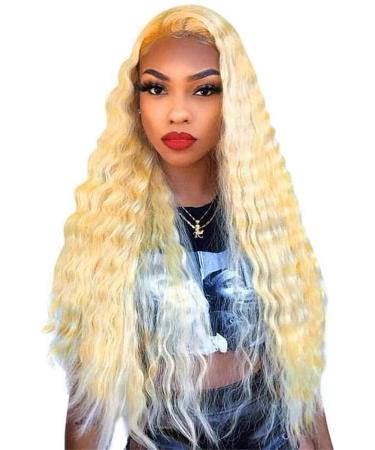 Buy 16 Inch Blonde Lace Front Wig - 100% Real Brazilian Deep Wave Hair 150% Density Bleached Knots & Baby Hair - Perfect for Women - Buy Online on GoSupps.com
