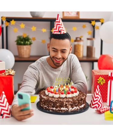 SwirlColor 30th Birthday Cake Topper Personalised Hello Thirty Cake Topper Gold Acrylic Cake Topper 30th Birthday Decorations with A card - Buy Online on GoSupps.com